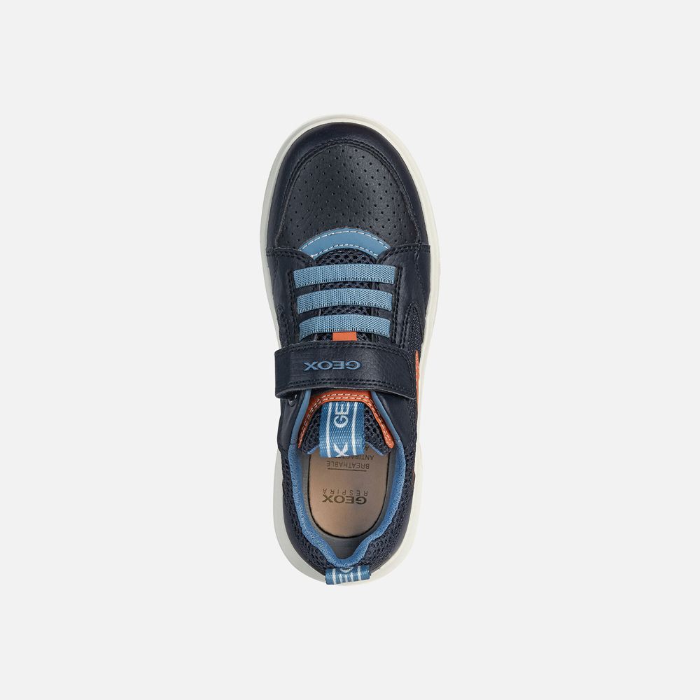 Basket Geox Nettuno - Bleu Marine/Orange - Garcon 640895-AZQ